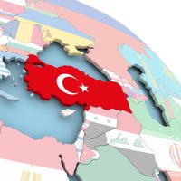Flag of Turkey on globe