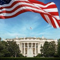 American Flag in front of The White House