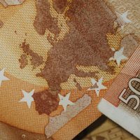 European map on euro banknote